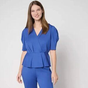 by Stacy London Lightweight Ponte Short Sleeve Top-Deep Ocean-XL-NEW-A691924